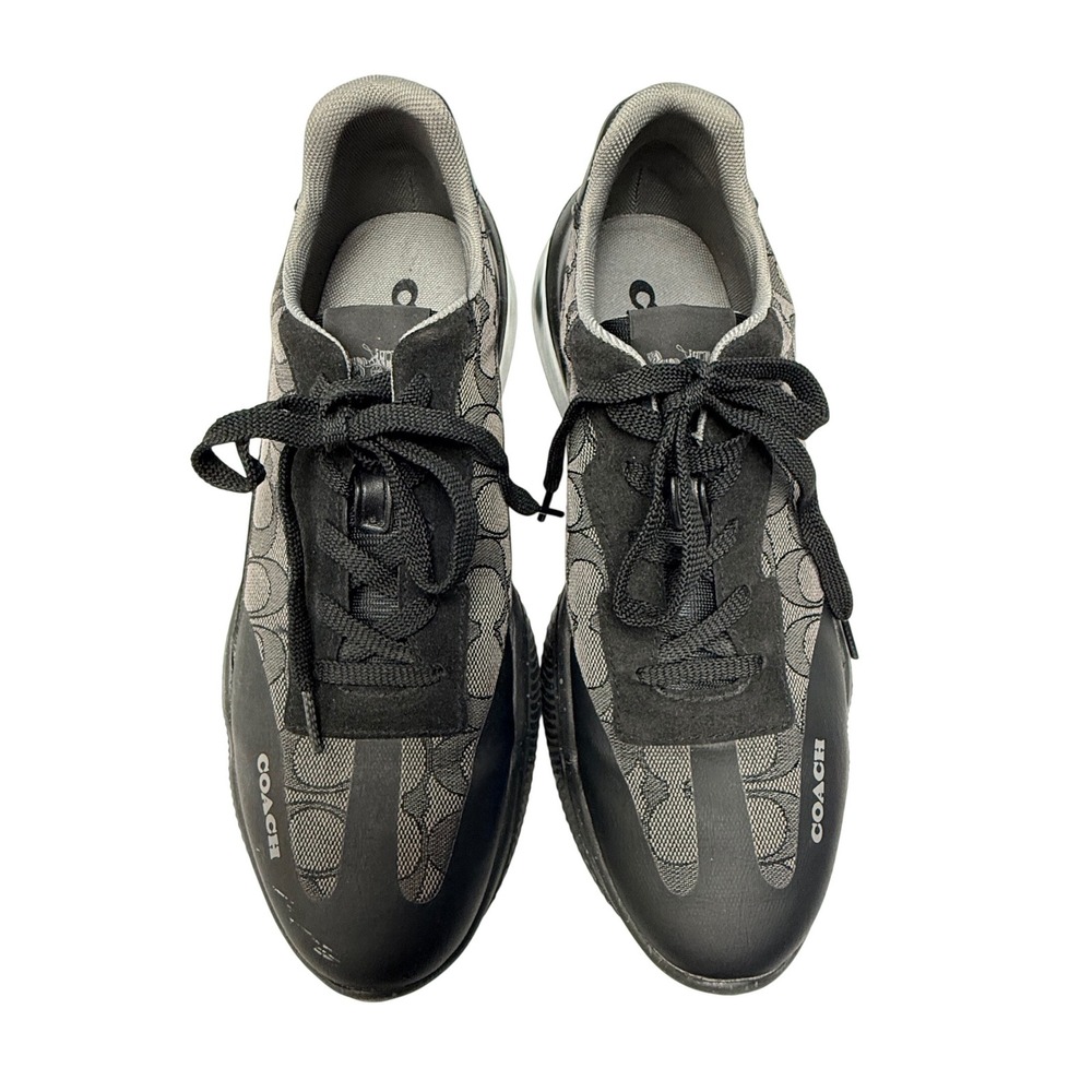 Coach Citysole Court Sneaker Mens 9 Black Charcoal Signature Monogram C8812